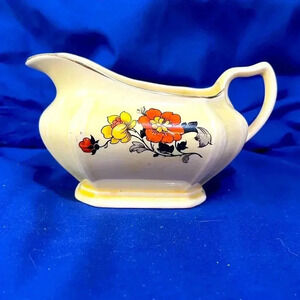 Vintage Limoges Warranted 18-K GoldTrimmed Floral Gravy boat